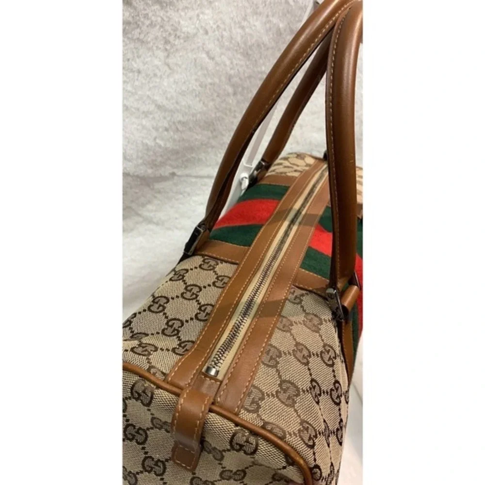 GUCCI x Ltd Ed. Vintage Boston Bag / GG Monogram Canvas Gucci Web! EUC Numbered